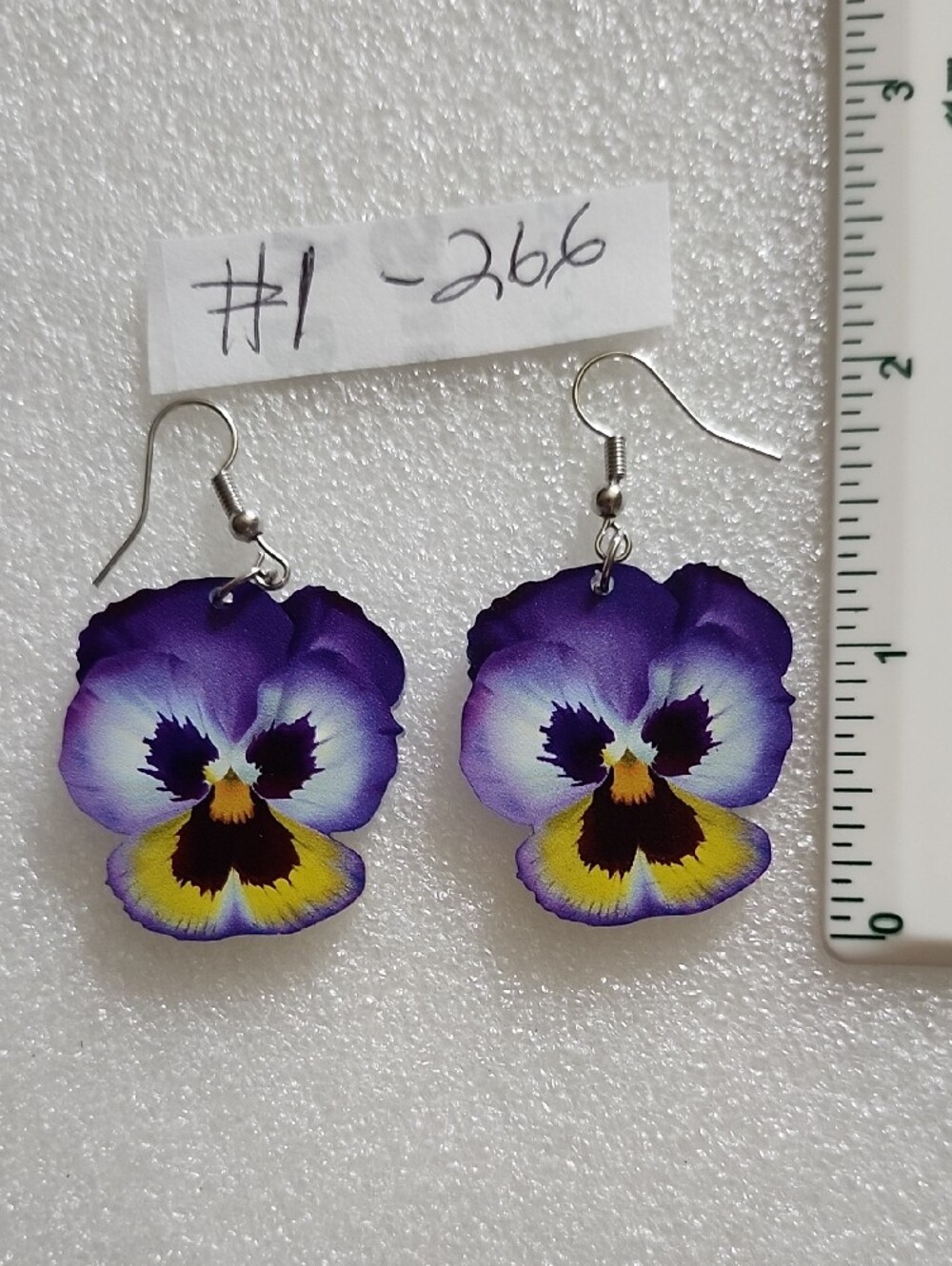 Purple Pansy Floral Drop Earrings - Women Jewelry - Picture 2 of 5